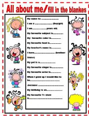 English Worksheet: all about me