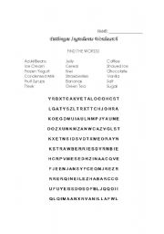 English worksheet: Patbingsu Ingredients Wordsearch