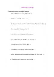 English Worksheet: INDIRECT QUESTIONS PRACTICE