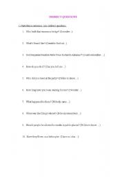 English worksheet: INDIRECT QUESTIONS PRACTICE