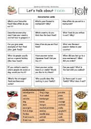 English Worksheet: Let�s talk about FOOD