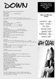 English Worksheet: Down by Jay Sean
