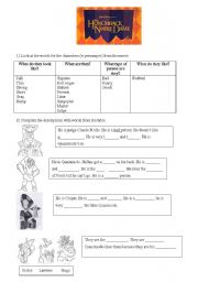 English worksheet: The Hunchback of Notre Dame - Descriptions