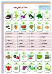 English Worksheet: vegetables : matching