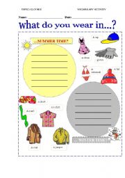 English Worksheet: what do you wear in summer/winter time?