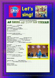 English Worksheet: > Glee Series: Season 2! > Songs For Class! S02E22 ***** SEASON FINALE ***** *.* Three Songs *.* Fully Editable With Key! *.* Part 3/3