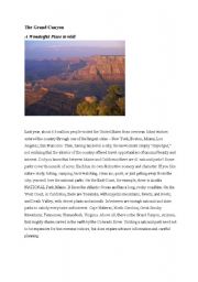 The Grand Canyon - Reading comprehension and vocabulary building