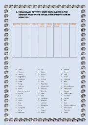 English Worksheet: house furniture and rooms