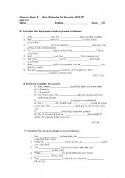 English Worksheet: Revision test Grammar genius B units 1-4