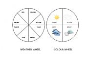 English worksheet: colour and weather wheel