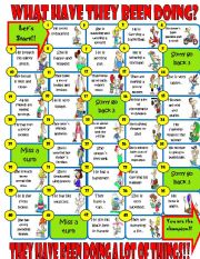 English Worksheet: Present Perfect Continuous board game