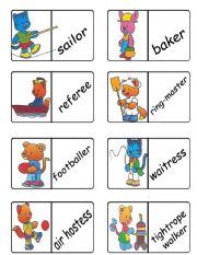 English Worksheet: JObs Domino
