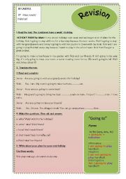 English Worksheet: Revision- Going to