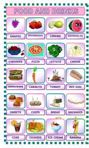 English Worksheet: FOOD AND DRINKS