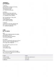 English Worksheet: yesterday a song by the beatles! 