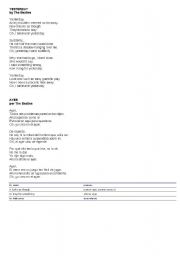 English worksheet: yesterday a song by the beatles! 