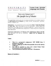 English Worksheet: worksheet for different era of theatre performance