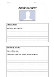 English Worksheet: Autobiography scaffold