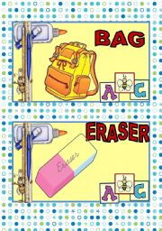 English Worksheet: SCHOOL SUPPLIES FLASH CARDS#2