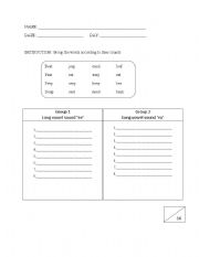 English worksheet: Phonetics ee and ea