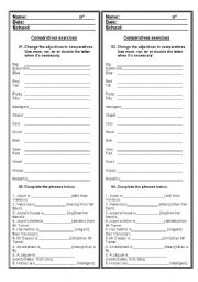 English Worksheet: Comparatives
