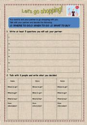 Task sheet - Speaking activity (Shopping)