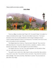 English Worksheet: Reading Comprehension Unity Village