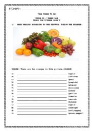 English Worksheet: FRUIT AND VEGETABLES