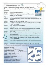 English Worksheet: Questions with prepositions - worksheet