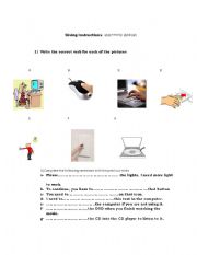 English Worksheet: Giving Instructions: electronic devices