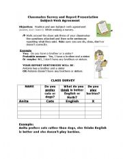 English Worksheet: Classmates Surey and Report Presentation