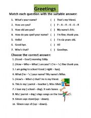 English Worksheet: Greetings