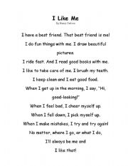 English Worksheet: i like me