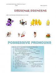 English Worksheet: Persoal pronouns and possessive adjectives