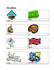 English worksheet: school subjects