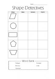 English worksheet: Shape Detectives