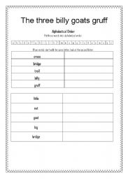 English worksheet: Alphabetical Order - The Three Billy Goats Gruff