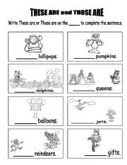 English Worksheet: THESE ARE and THOSE ARE