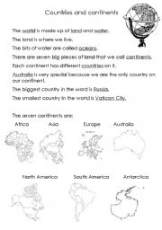 English Worksheet: Continents