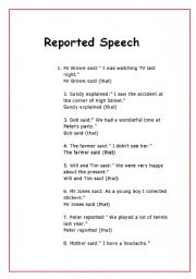 English worksheet: Reported Speech