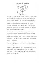 English Worksheet: Continent info 2 (North America, South America and Australia)