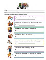 English Worksheet: Jobs1