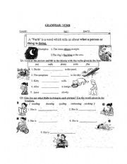 English worksheet: action verbs