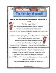 English Worksheet: the first day of school