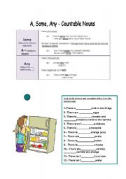 English Worksheet: A,any,Some-Countable/Uncountable