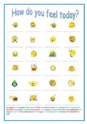 English Worksheet: How do you feel today?