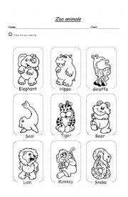 English Worksheet: Zoo Animals