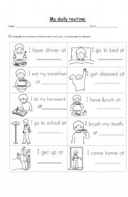 English Worksheet: Daily Routine