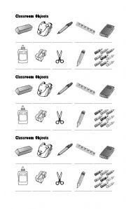 English Worksheet: Classroom Objects