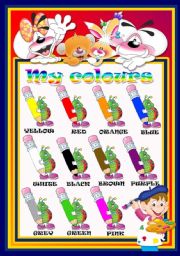 English Worksheet: COLOUR POSTER with a writing activity
